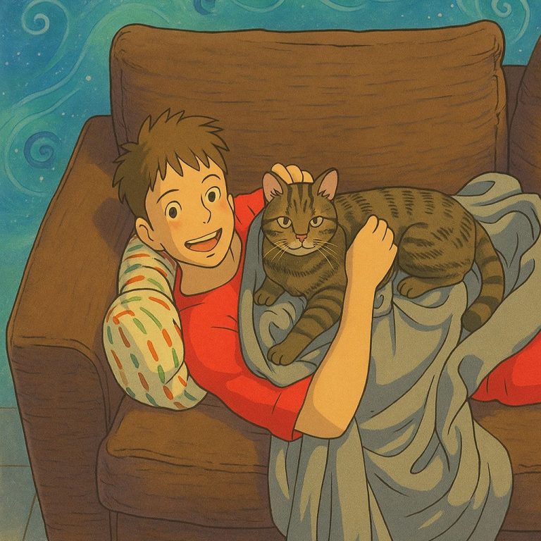 Lucas et sa chatte Biscotte, auteurs du blog Poil-Fou