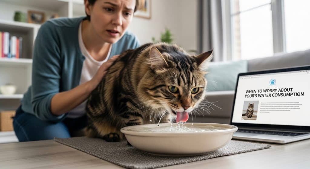 chat qui boit beaucoup
